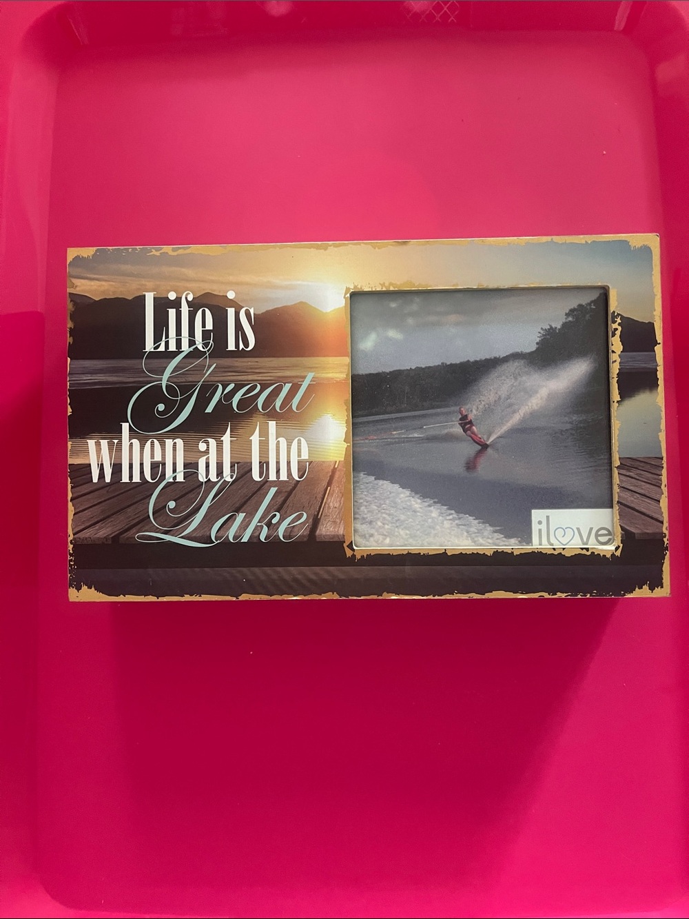 Love 'Life is Great when at the Lake' Frame - Cream & Brown